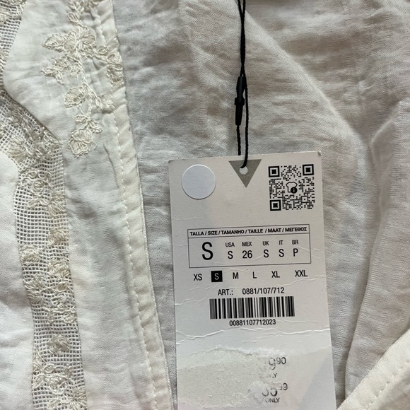 Zara White V-Neck Blouse - Picture 4 of 4